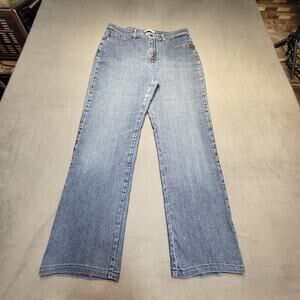 Lee Jeans Womens 12 Blue Straight Leg‎ Classic Fit Distressed Stretch Denim